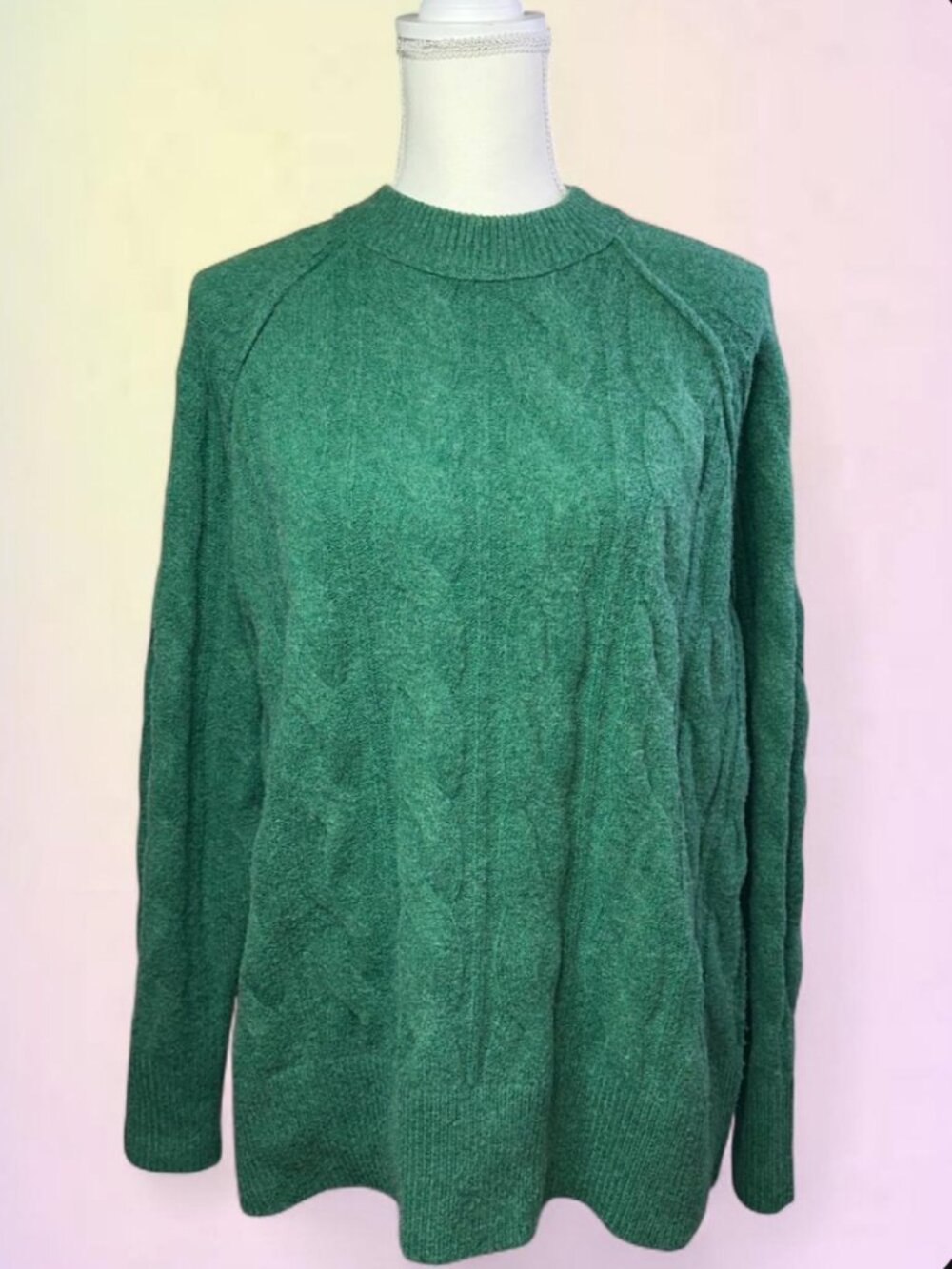Aerie Green Oversized Cable knit Sweater size XXS